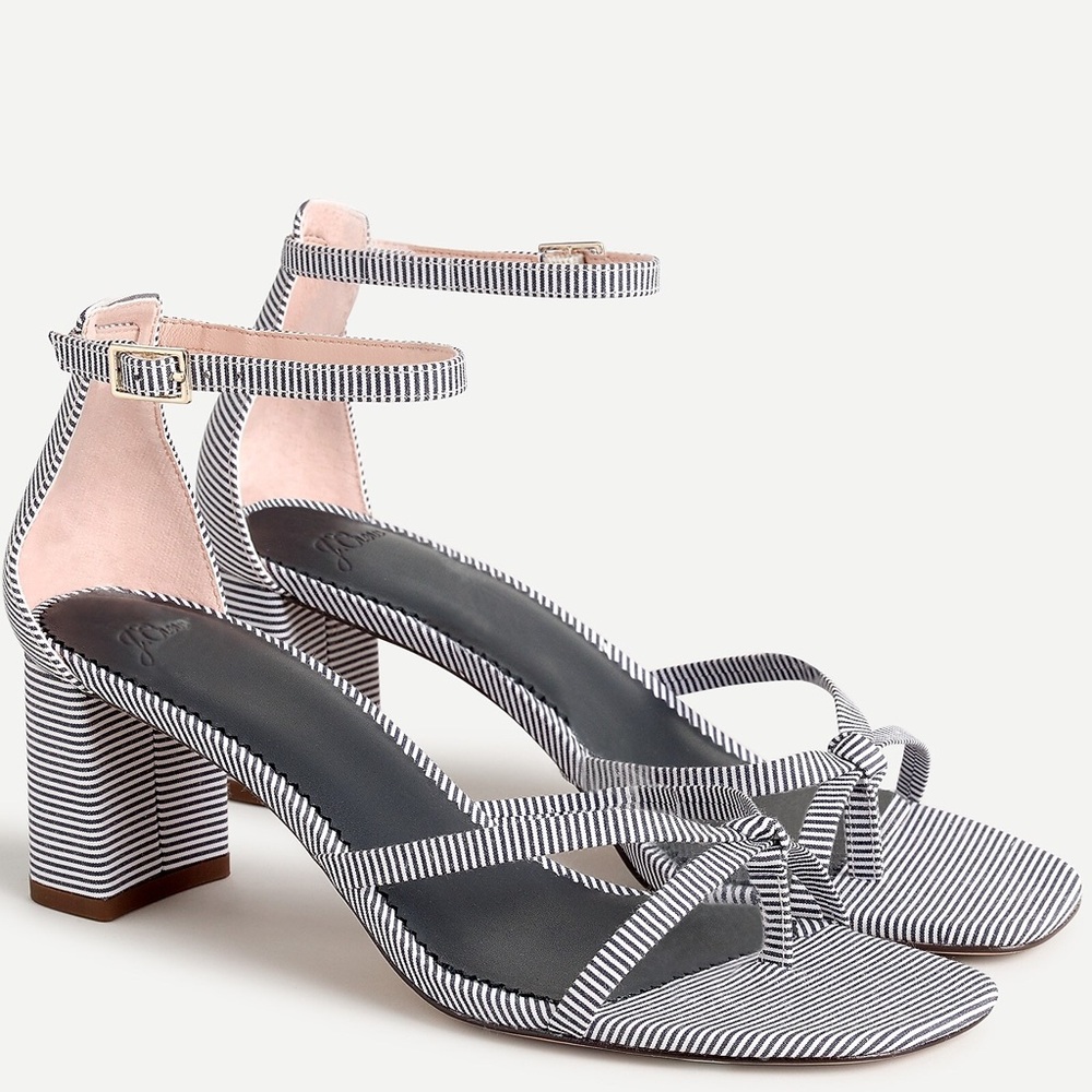 NWOB J. Crew Skinny Cross Strap Sandals in Stripe Sz 9.5m